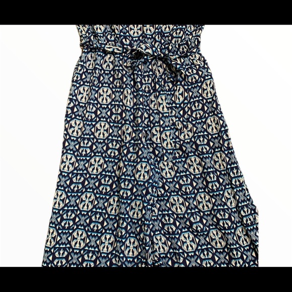 F21 Contemporary Geo Print Wide-Leg Jumpsuit With Tie Waist Blue Size Small - Picture 4 of 11